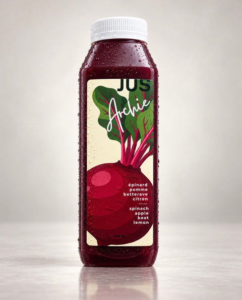 JUS BETTRAVE Croyez-nous, c'est bon pour vous/ Beet juice, trust us it's good for you.