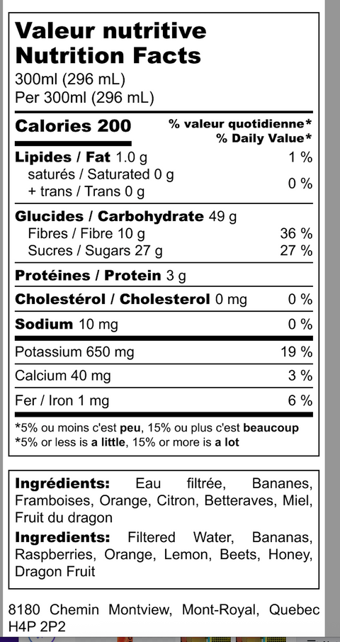 SMOOTHIE FRAMBOISE biologique