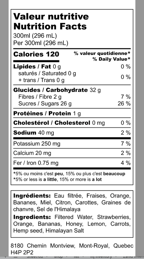 SMOOTHIE FRAISE biologique